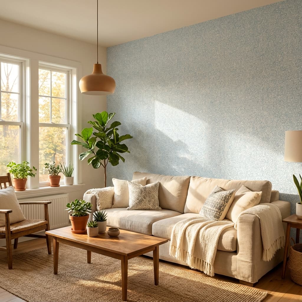 Premium modern wallpaper installation feature wall